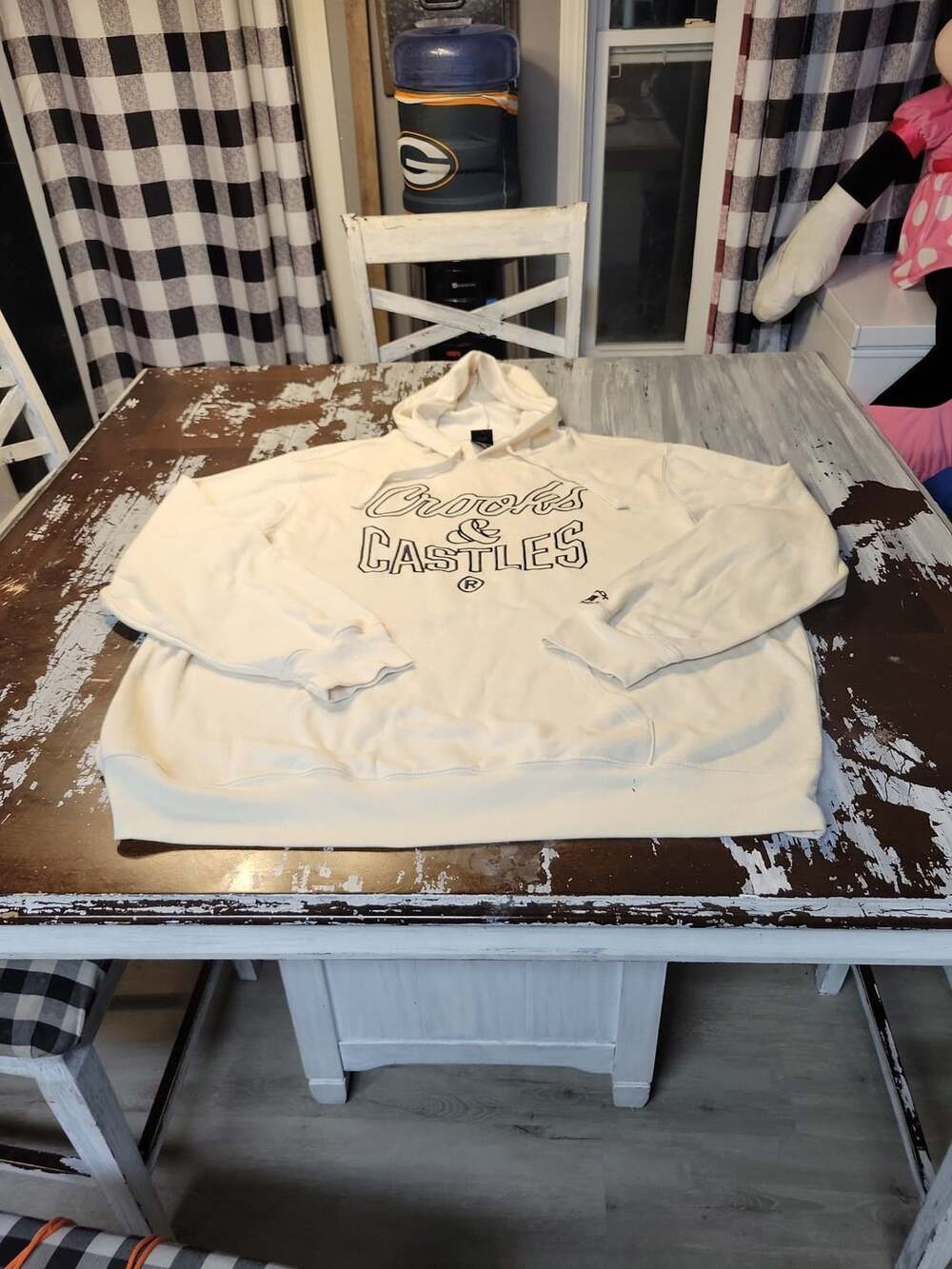 Crooks & Castles Cream Bandana Cherub Dollar Sign Graphic Hoodie 2XL
